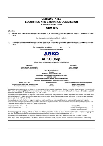 Miniature ARKO Corp. 10-Q Rapport trimestriel 2024 