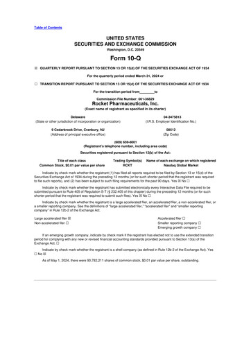 Thumbnail Rocket Pharmaceuticals
 10-Q Quarterly Report FY2024 