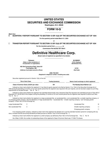 Thumbnail Definitive Healthcare 10-Q Quarterly Report FY2024 
