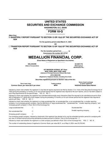 Thumbnail Medallion Financial Corp. 10-Q Quarterly Report FY2024 