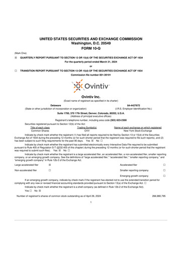 Thumbnail Ovintiv 10-Q Quarterly Report FY2024 