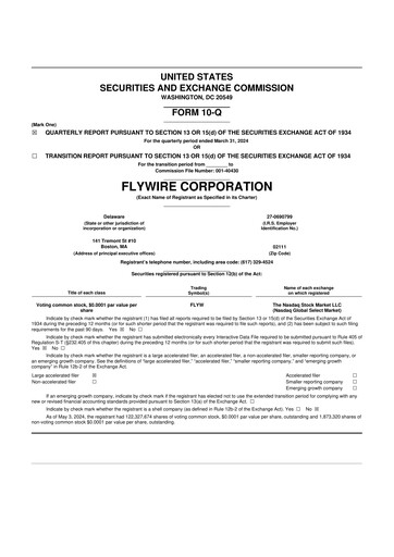 Vorschaubild Flywire 10-Q Quartalsbericht 2024 