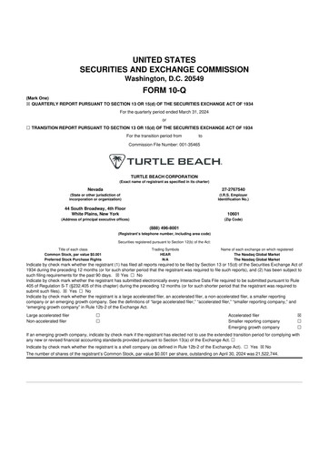 Thumbnail Turtle Beach Corp
 10-Q Quarterly Report FY2024 