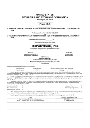 Thumbnail TripAdvisor 10-Q Quarterly Report FY2024 