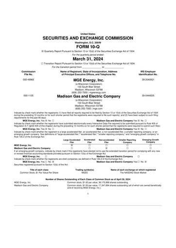 Thumbnail MGE Energy
 10-Q Quarterly Report FY2024 