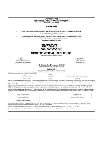 Thumbnail MasterCraft Boat 10-Q Quarterly Report FY2024 