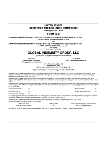 Thumbnail Global Indemnity 10-Q Quarterly Report FY2024 