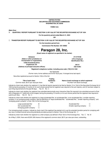 Thumbnail Paragon 28 10-Q Quarterly Report FY2024 