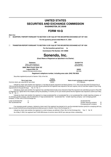 Thumbnail Sonendo 10-Q Quarterly Report FY2024 