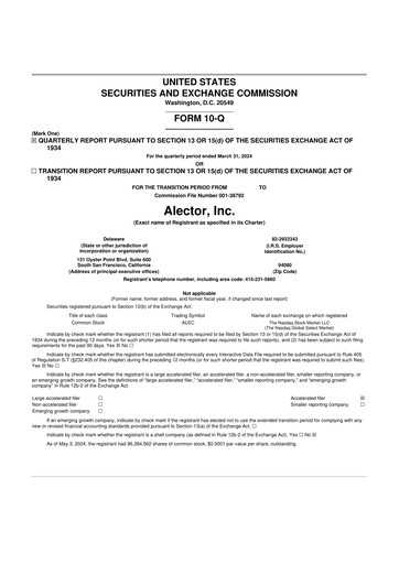 Thumbnail Alector
 10-Q Quarterly Report FY2024 