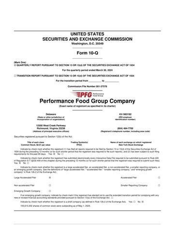 Miniature Performance Food Group 10-Q Rapport trimestriel 2024 