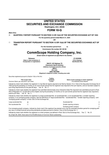 Miniature CommScope
 10-Q Rapport trimestriel 2024 