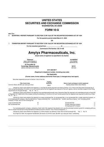 Miniature Amylyx Pharmaceuticals 10-Q Rapport trimestriel 2024 