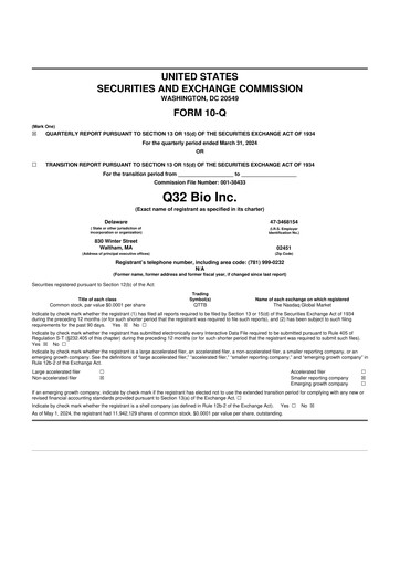 Thumbnail Q32 Bio 10-Q Quarterly Report FY2024 