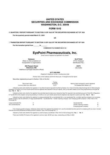 Thumbnail EyePoint Pharmaceuticals
 10-Q Quarterly Report FY2024 