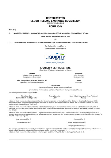 Miniature Liquidity Services
 10-Q Rapport trimestriel 2024 