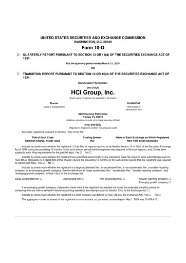 Thumbnail HCI Group
 10-Q Quarterly Report FY2024 