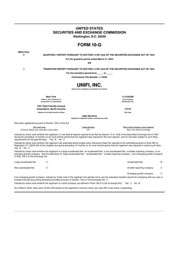 Vorschaubild Unifi 10-Q Quartalsbericht 2024 