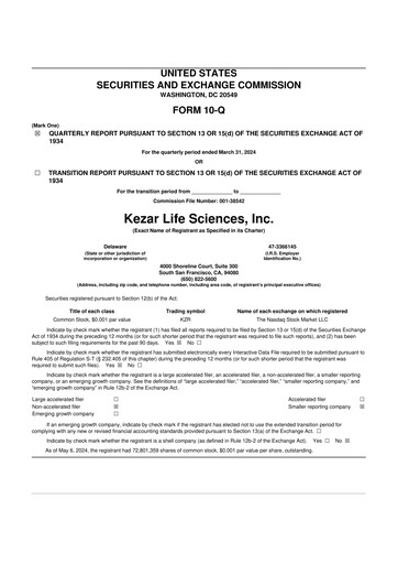 Thumbnail Kezar Life Sciences 10-Q Quarterly Report FY2024 