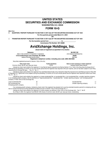Miniature AvidXchange 10-Q Rapport trimestriel 2024 