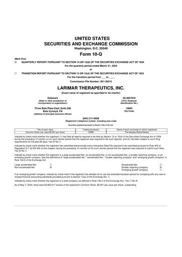Thumbnail Larimar Therapeutics 10-Q Quarterly Report FY2024 