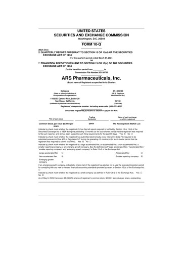 Thumbnail ARS Pharmaceuticals 10-Q Quarterly Report FY2024 