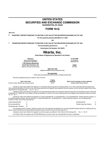 Miniature Nkarta 10-Q Rapport trimestriel 2024 