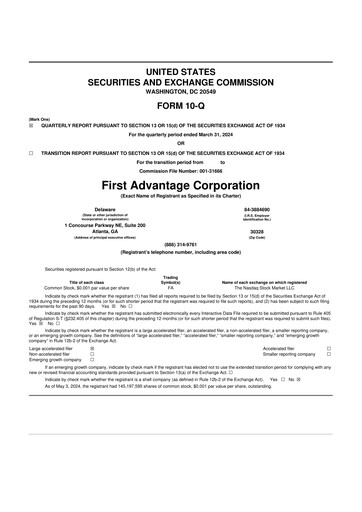 Miniature First Advantage 10-Q Rapport trimestriel 2024 