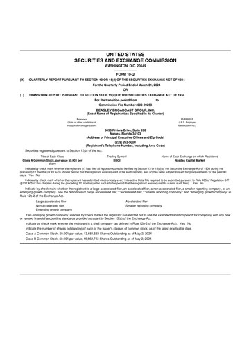 Thumbnail Beasley Broadcast Group
 10-Q Quarterly Report FY2024 