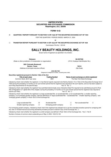 Thumbnail Sally Beauty Holdings 10-Q Quarterly Report FY2024 