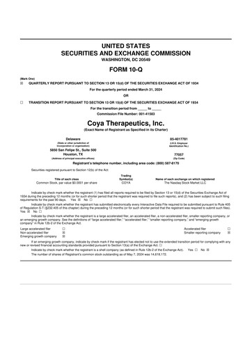 Thumbnail Coya Therapeutics 10-Q Quarterly Report FY2024 