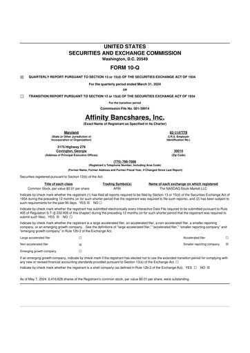 Thumbnail Affinity Bancshares 10-Q Quarterly Report FY2024 