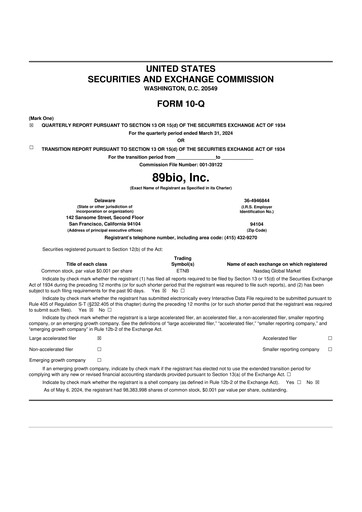 Thumbnail 89bio 10-Q Quarterly Report FY2024 