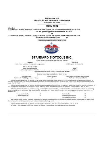 Thumbnail Standard BioTools 10-Q Quarterly Report FY2024 