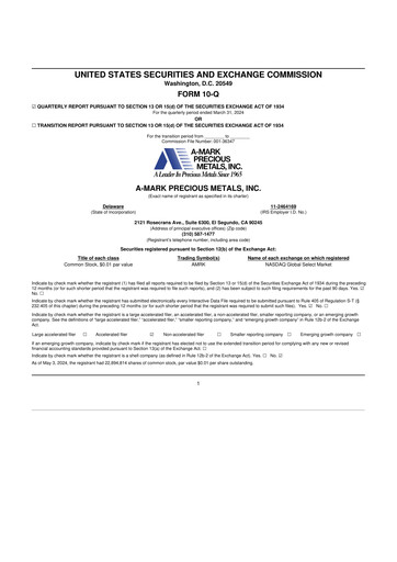 Thumbnail A-Mark Precious Metals 10-Q Quarterly Report FY2024 
