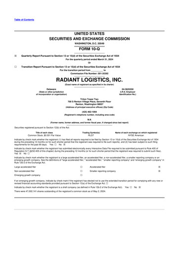 Thumbnail Radiant Logistics
 10-Q Quarterly Report FY2024 