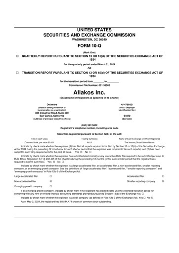 Thumbnail Allakos 10-Q Quarterly Report FY2024 