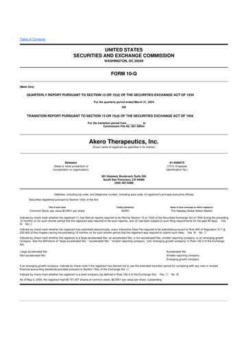 Thumbnail Akero Therapeutics 10-Q Quarterly Report FY2024 