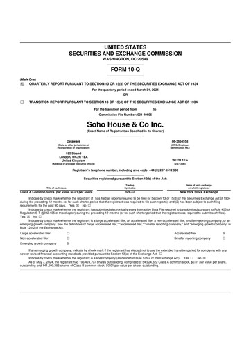 Vorschaubild Soho House & Co 10-Q Quartalsbericht 2024 