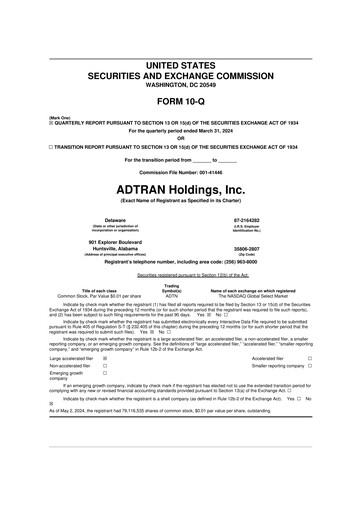 Thumbnail ADTRAN 10-Q Quarterly Report FY2024 