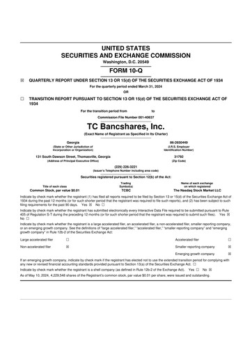 Vorschaubild TC Bancshares 10-Q Quartalsbericht 2024 