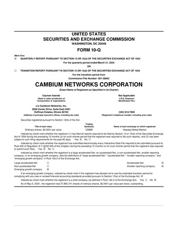 Thumbnail Cambium Networks 10-Q Quarterly Report FY2024 