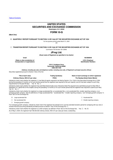 Thumbnail JFrog 10-Q Quarterly Report FY2024 