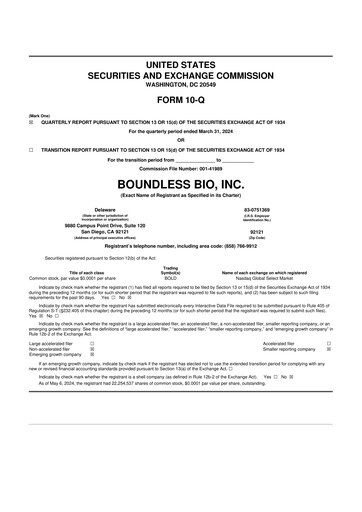 Miniature Boundless Bio 10-Q Rapport trimestriel 2024 