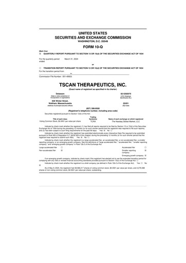 Thumbnail TScan Therapeutics 10-Q Quarterly Report FY2024 