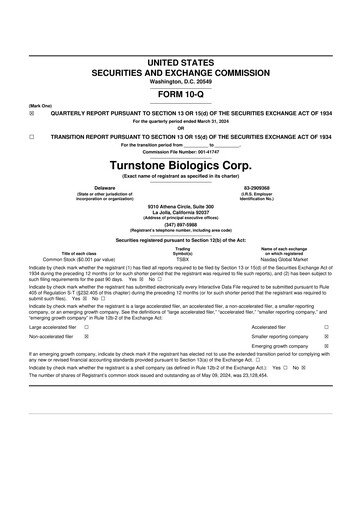 Thumbnail Turnstone Biologics 10-Q Quarterly Report FY2024 