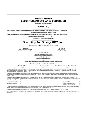 Vorschaubild SmartStop Self Storage REIT 10-Q Quartalsbericht 2024 