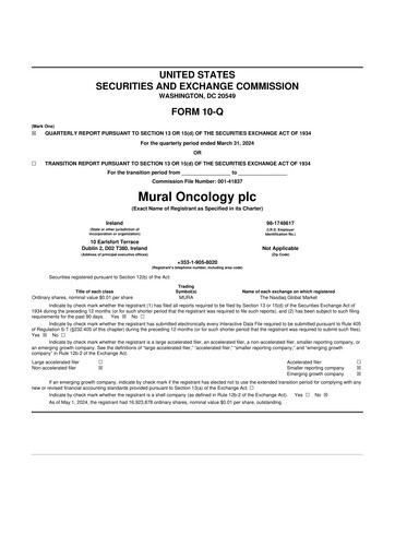 Thumbnail Mural Oncology 10-Q Quarterly Report FY2024 