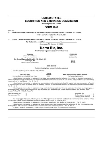 Thumbnail Korro Bio 10-Q Quarterly Report FY2024 