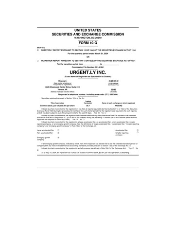 Vorschaubild Urgent.ly Inc. 10-Q Quartalsbericht 2024 